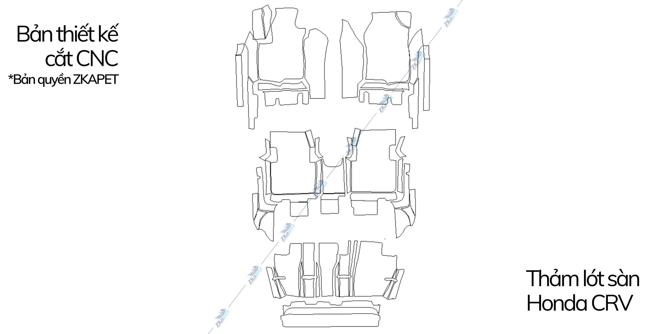 bản thiết kế thảm lót sàn 6D Honda CRV cắt CNC