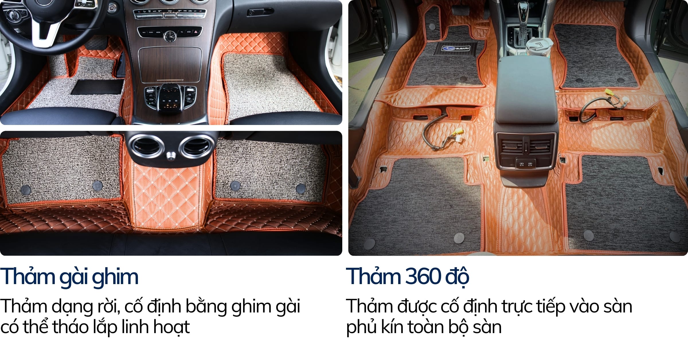 khác biệt giữa thảm lót sàn gài ghim và thảm 360